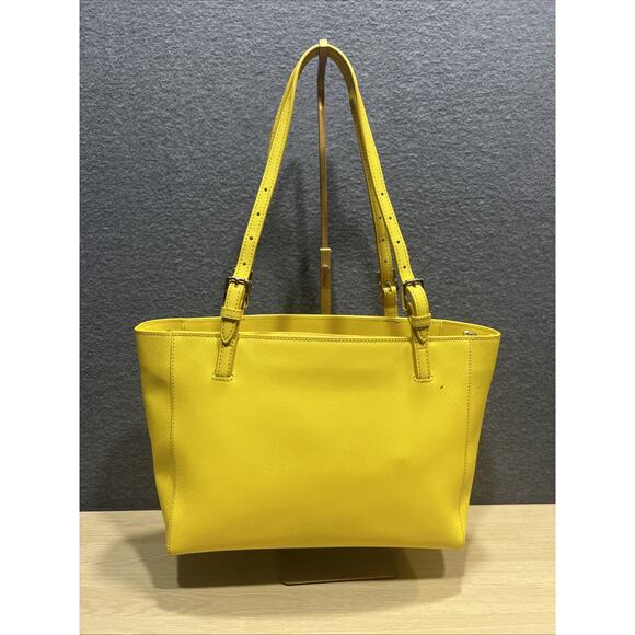 Tory Burch York Buckle Medium Tote Work Bag Yellow Saffiano Leather See Details. - Picture 2 of 16